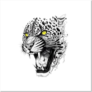 Jaguar Wild Animal Nature Illustration Art Tattoo Posters and Art